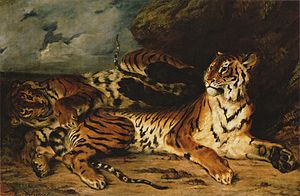 Delacroix Young Tiger Playing with its Mother